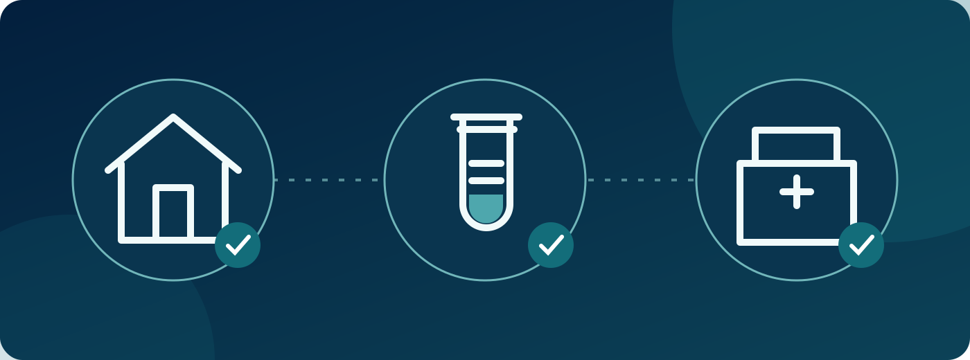 Home visits, professional specimen collection, and laboratory delivery.